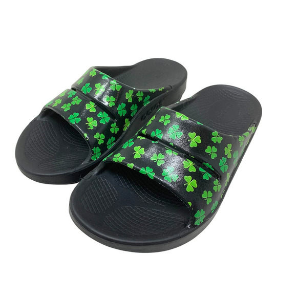 OOFOS Ooahh Slide Sandal Limited Edition Irish Shamrocks EU Sz 37 US Women 6 - Picture 2 of 8